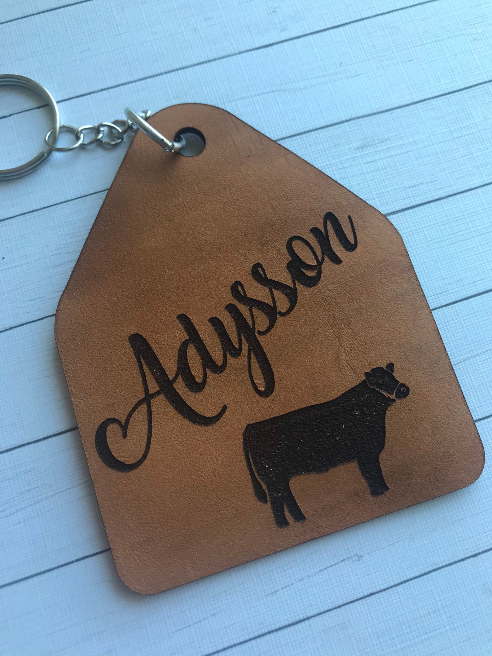 Cow tag keychain leather keychain leather cow tag keychain Etsy