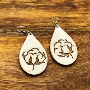 Cotton earrings, cotton bowl earrings, cotton farm jewelry, cotton farming, round cotton bowl, farm life jewelry, cotton farmer jewelry,