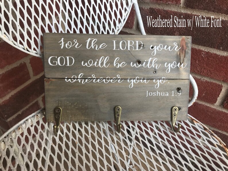 Key holder rustic key hanger scripture key holder scripture key hanger Key hook key hanger bible verse key hanger Joshua 1 9
