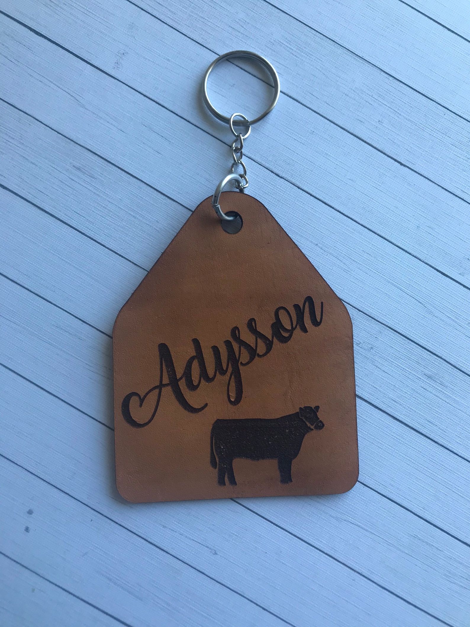 Cow tag keychain leather keychain leather cow tag keychain Etsy