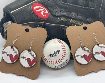 Mom baseball earrings, baseball mom gift, baseball earrings, large baseball earrings, baseball jewelry, personalized baseball earrings
