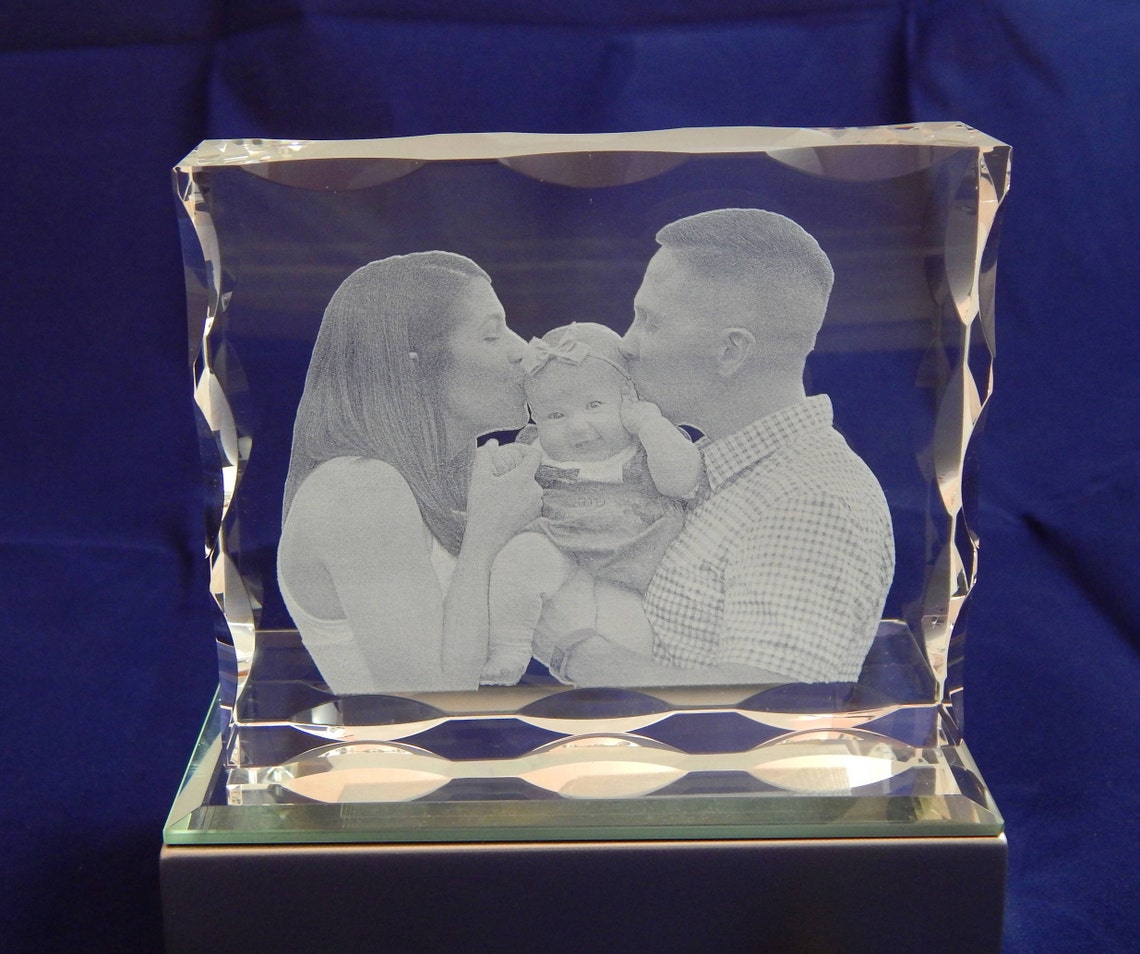 8x10x2cm photo lasered in solid crystalglass laser Etsy