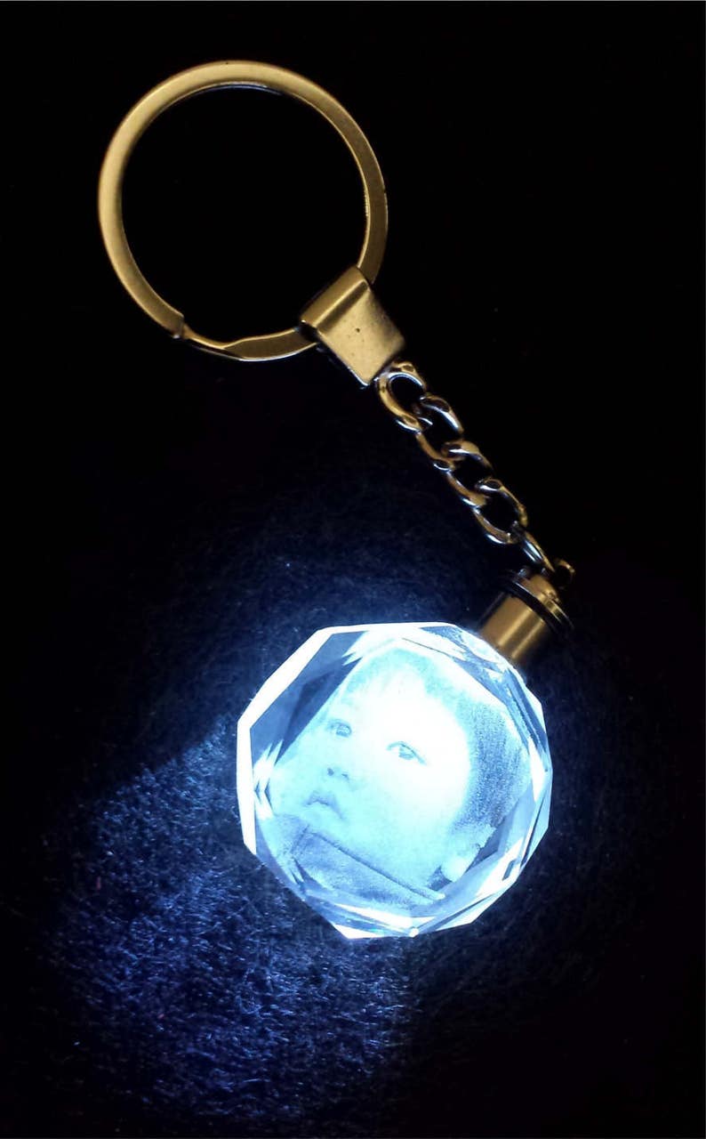 Photo lasered in solid crystal keychain laser engraved Etsy
