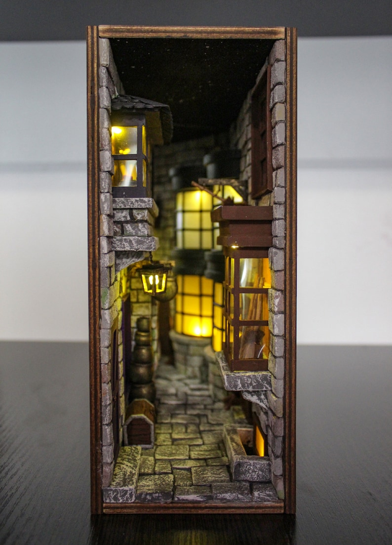 Book nook bookshelf insert Harry Potter Diagon Alley Book