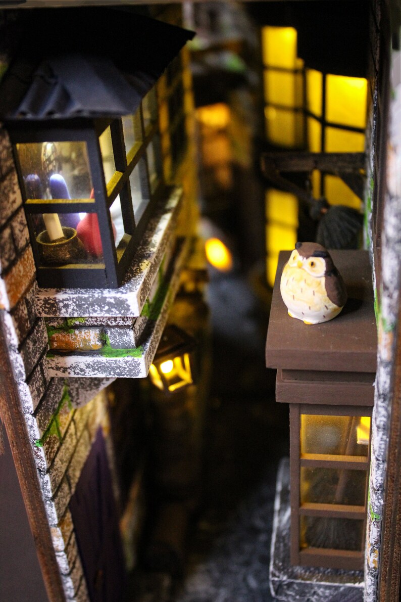 Book nook bookshelf insert Alley Book END library decor Etsy