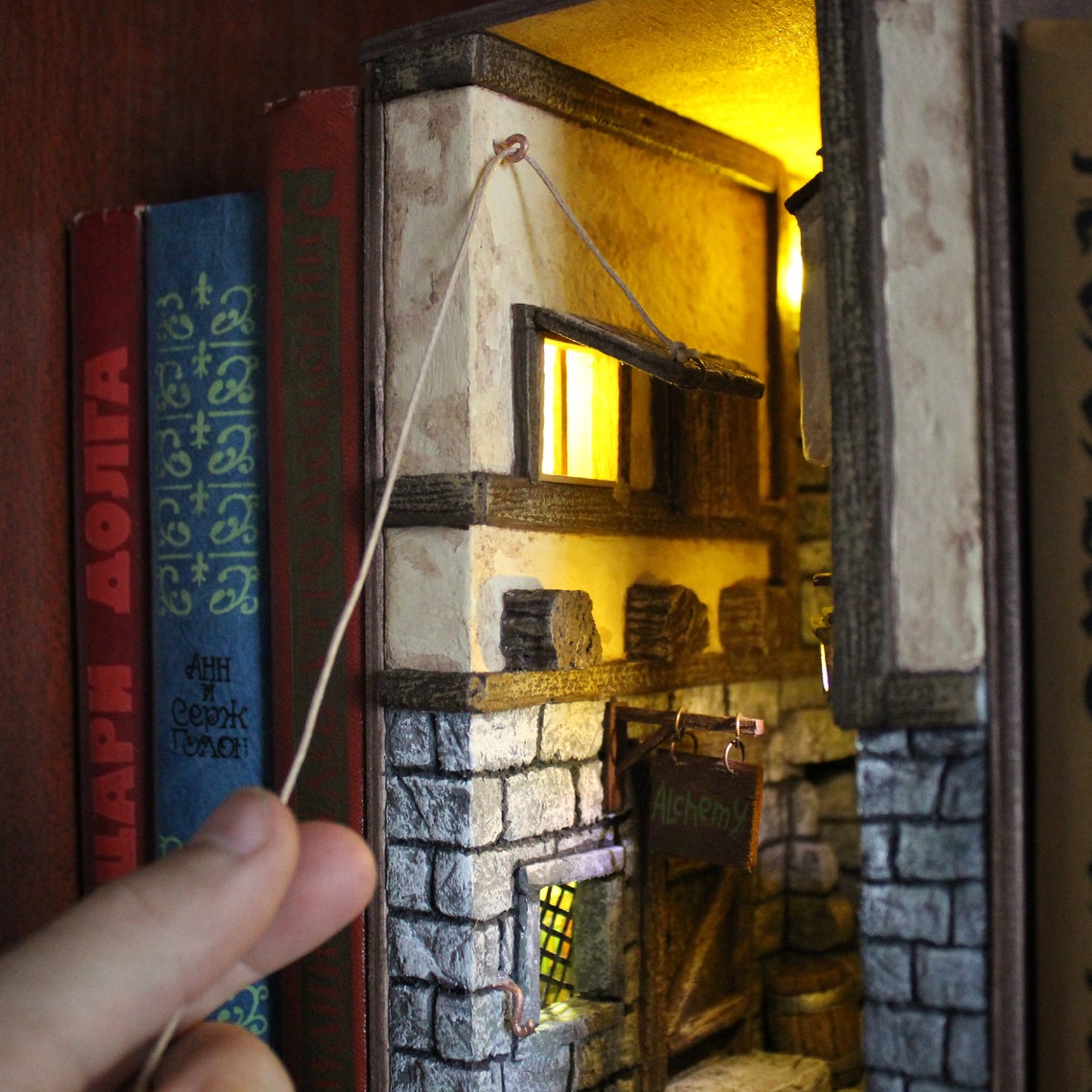 Book nook bookshelf insert Harry Potter Diagon Alley Medieval Etsy