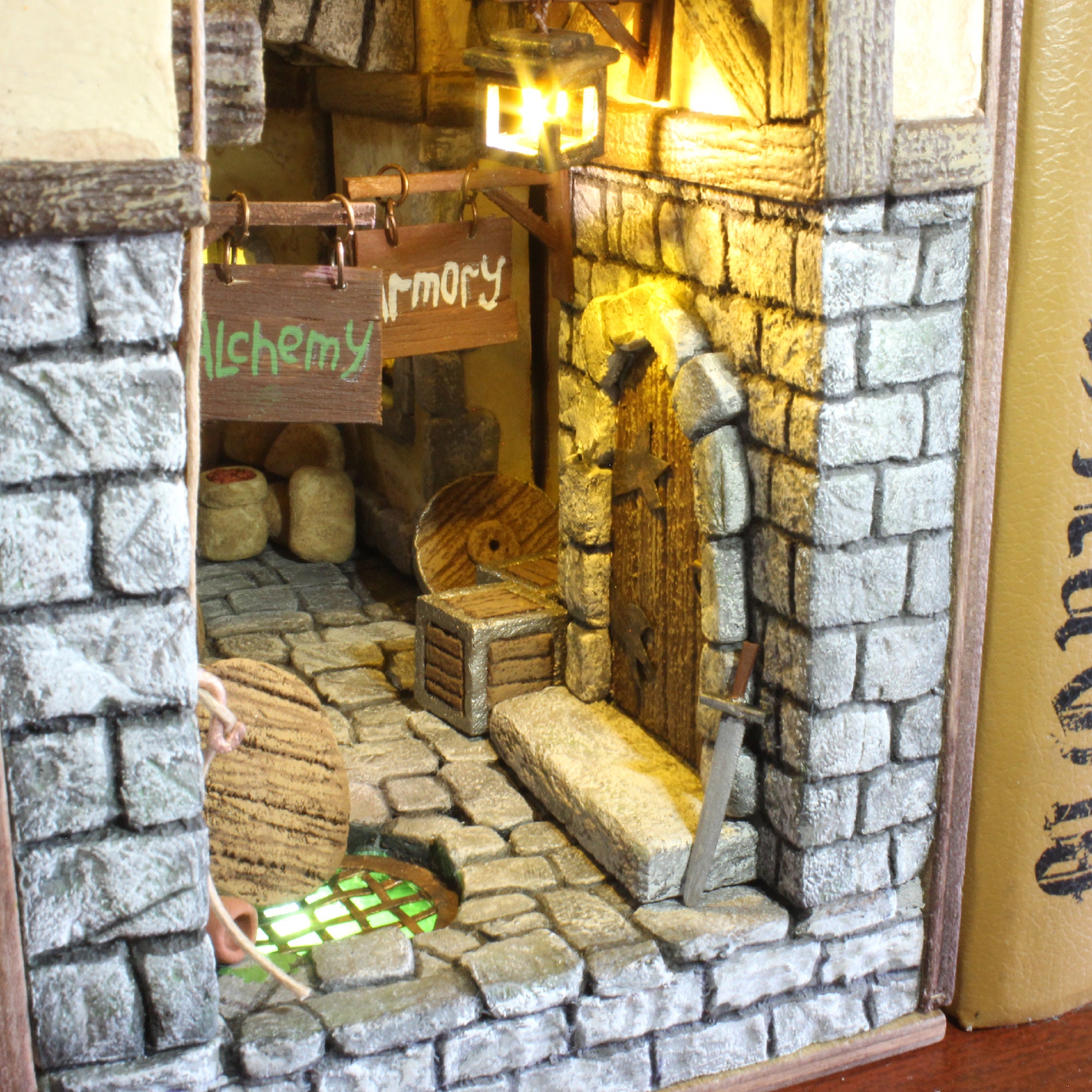 Book nook bookshelf insert Alley Medieval Alley Book END Etsy