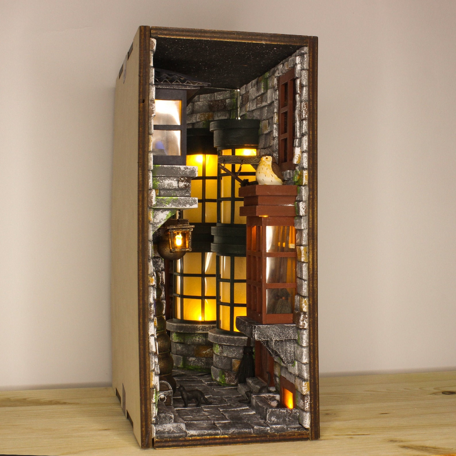 Book nook bookshelf insert Alley Book END library decor Etsy