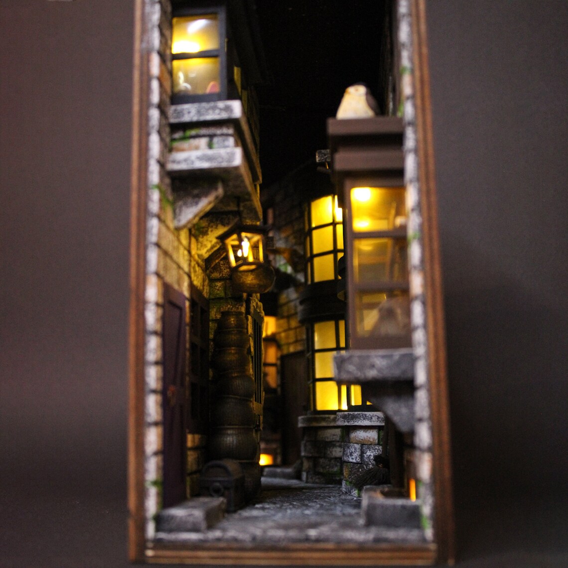 Book nook bookshelf insert Alley Book END library decor Etsy