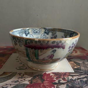 1880s Petrus Maastricht Canton Bowl - netherlands, lusterware, transferware, antique, holland, colorful, chinoiserie