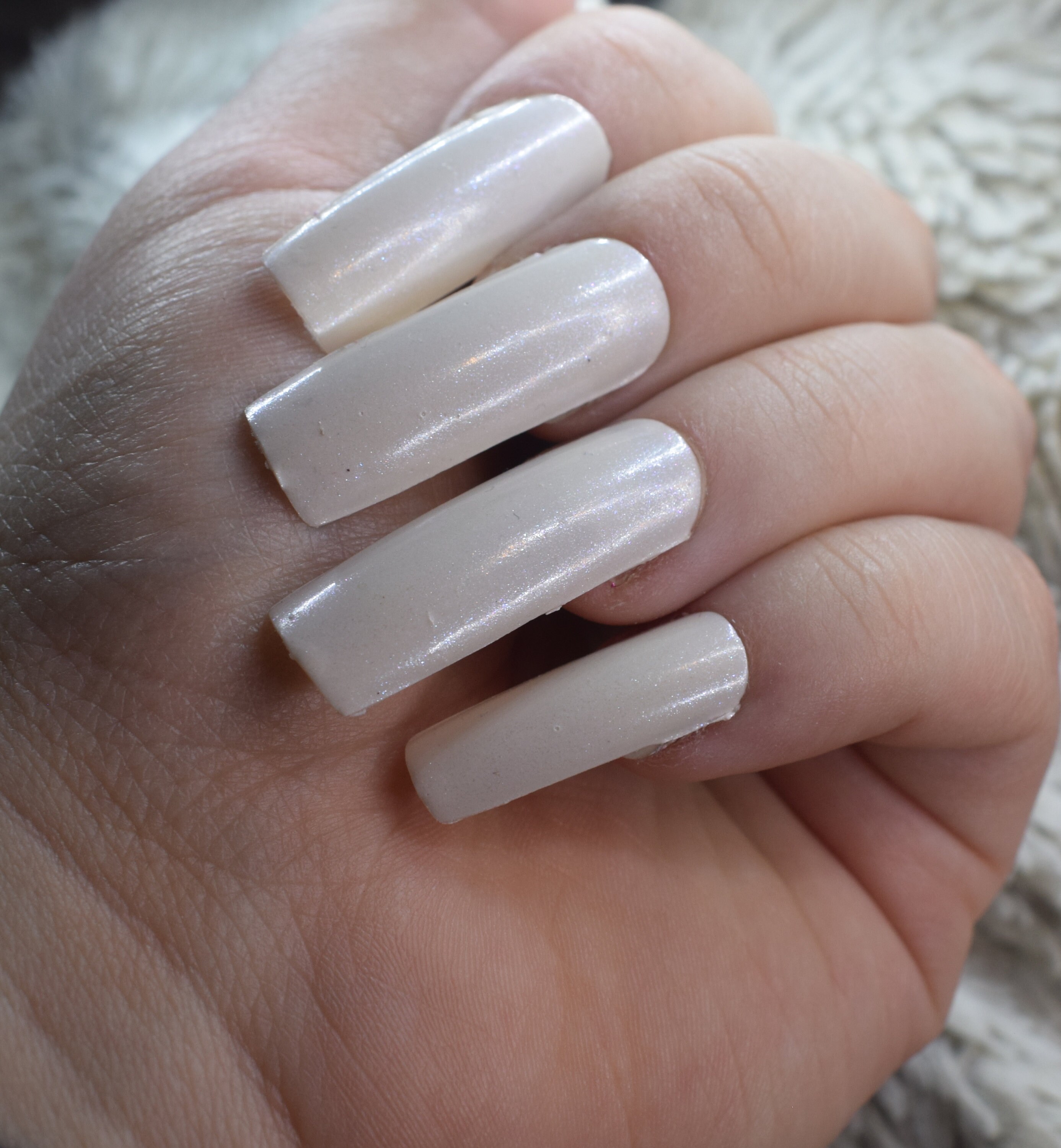 Creamy White Fake Nails Extra Long False Nails Hand Painted Etsy