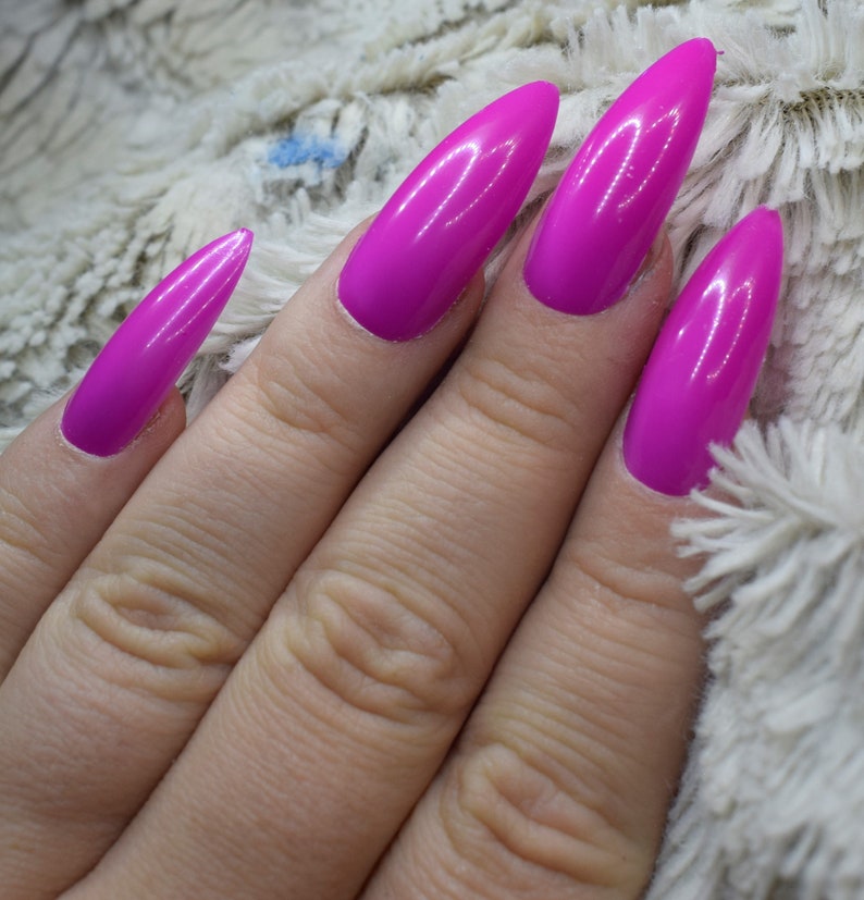 Light Purple Fake Nails Extra Long Stiletto False Nails Hand | Etsy