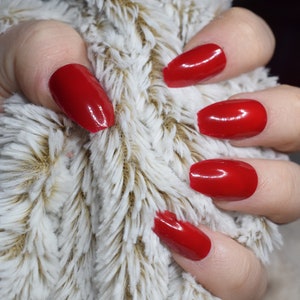 Bright Red Fake Nails Short Coffin False Nails Hand Painted Etsy Bright Red Fake Nails Short Coffin False Nails Hand Painted Etsy