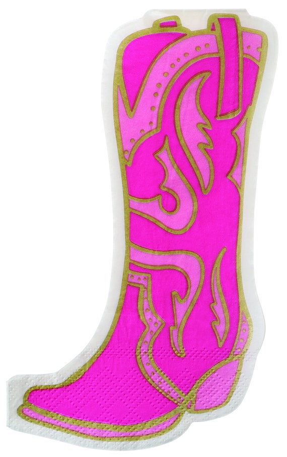 Cowgirl Boot Napkins, Pink Boots, Pink, Gold, Cowgirl Party, Pony Party, Horse Party, Paper Party Napkins Il_570xn