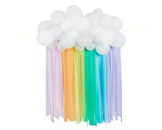 Rainbow Backdrop Kit | Rainbow Streamers and Cloud Balloons | DIY Birthday Backdrop | Little Girl Birthday or Baby Shower Il_570xn