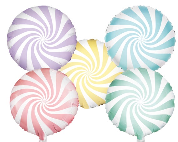 Candy Balloons, Candy Swirls, Candyland Party, Candy Balloon Bunch, Pastel, Mylar 18" Balloon, Helium, Birthday, Holiday Il_570xn