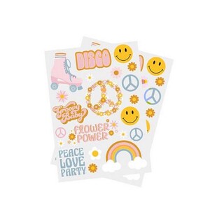 Peace Love and Party Temporary Tattoos | Groovy Birthday or Baby Shower