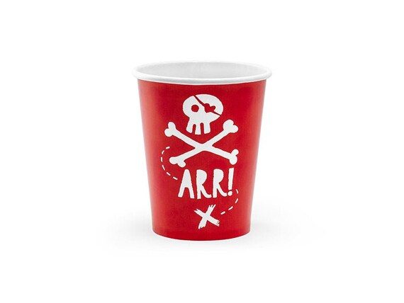 Pirate Party Cup, Red Pirate Cup, Arr!, Skull and Crossbones, Birthday Party Il_570xn