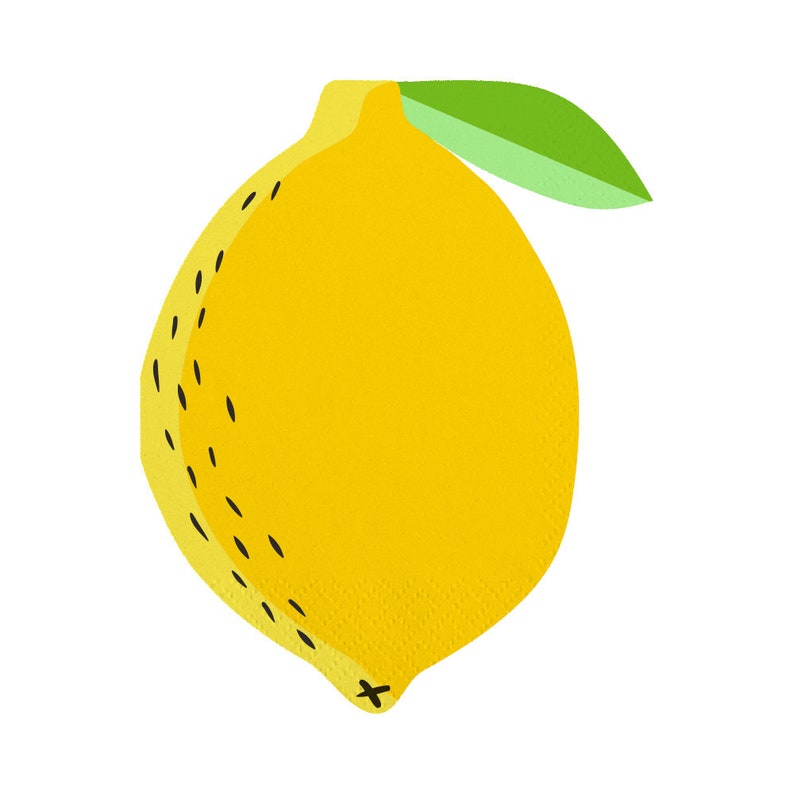 Green Leaf Lemon Party Paper Party Napkins Birthday Party Yellow Lemon Lemonade Stand Summer Party Lemon Napkins Baby Shower