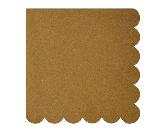 Natural Scallop Napkins, Kraft Party Napkin, Rustic, Woodland, Holiday, Thanksgiving Il_570xn