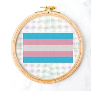 Trans Pride Flag Cross Stitch Pattern, LGBTQ+ Home Décor, Craft Projects, Instant Download, PDF Download