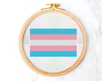 Trans Pride Flagge Kreuzstichmuster, LGBTQ+ Wohndeko, Bastelprojekte, Sofort Download, PDF Download