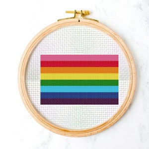 OG Pride Flag Cross Stitch Pattern, Original Pride 8 Color Design, LGBTQ+ Home Décor, Craft Projects, Instant Download, PDF Download