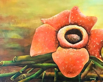 Rafflesia, gallery canvas 24/36, acrylic, by Anne S.