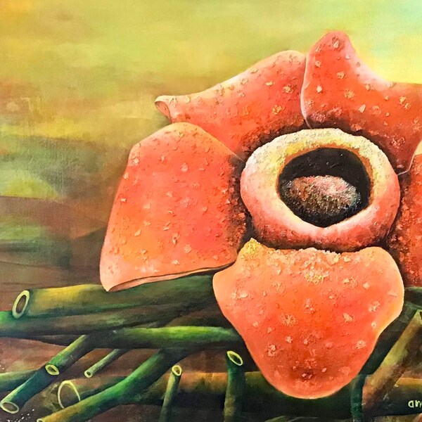 Rafflesia, gallery canvas 24/36, acrylic, by Anne S.