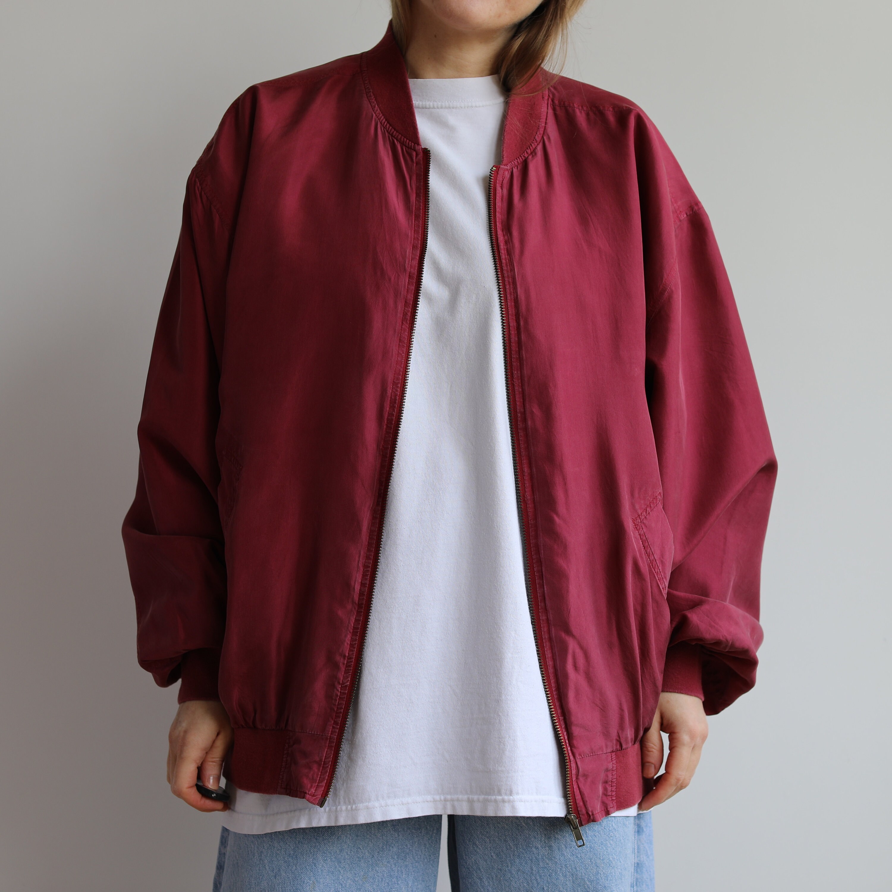 【美品】2000s OLD Pure Silk Bomber Jacket Vintage Silk Bomber Jacket. Originally Women's Size L. 90's Era