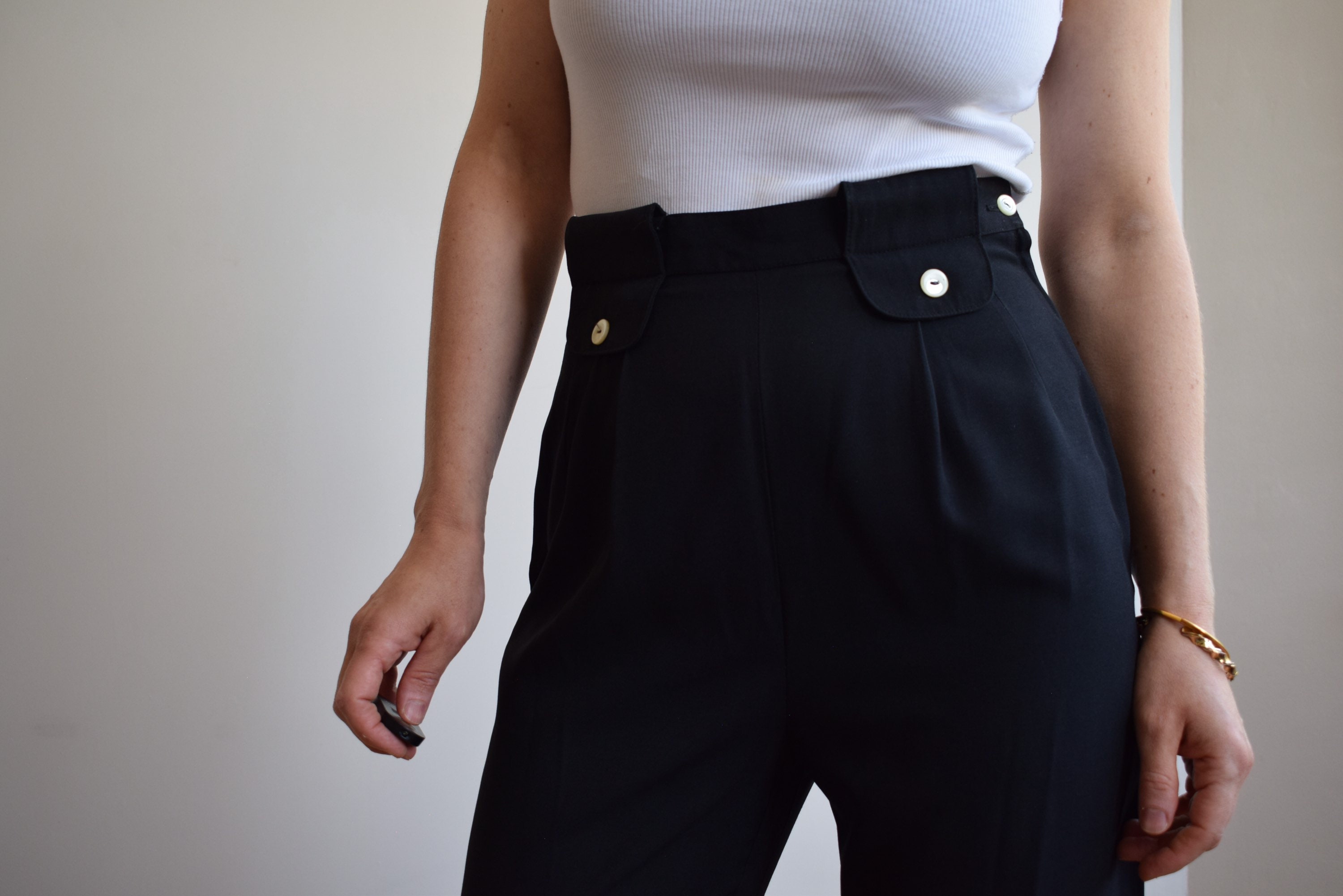 Vintage High Waisted Black Trousers. Originally Womens Size S / M. 90s Era.  -  Canada