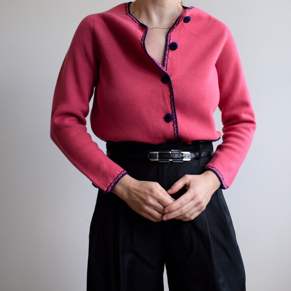 Vintage wool cropped blazer in pink. Originally w… - image 3