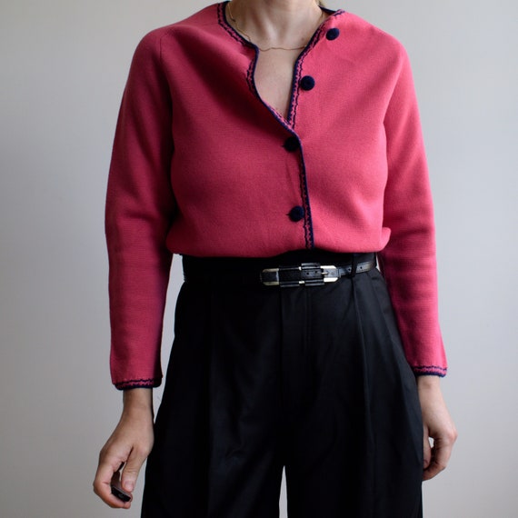 Vintage wool cropped blazer in pink. Originally w… - image 1
