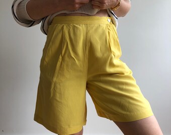 Vintage silk yellow shorts. Originally women’s size S. Early 00’s era.