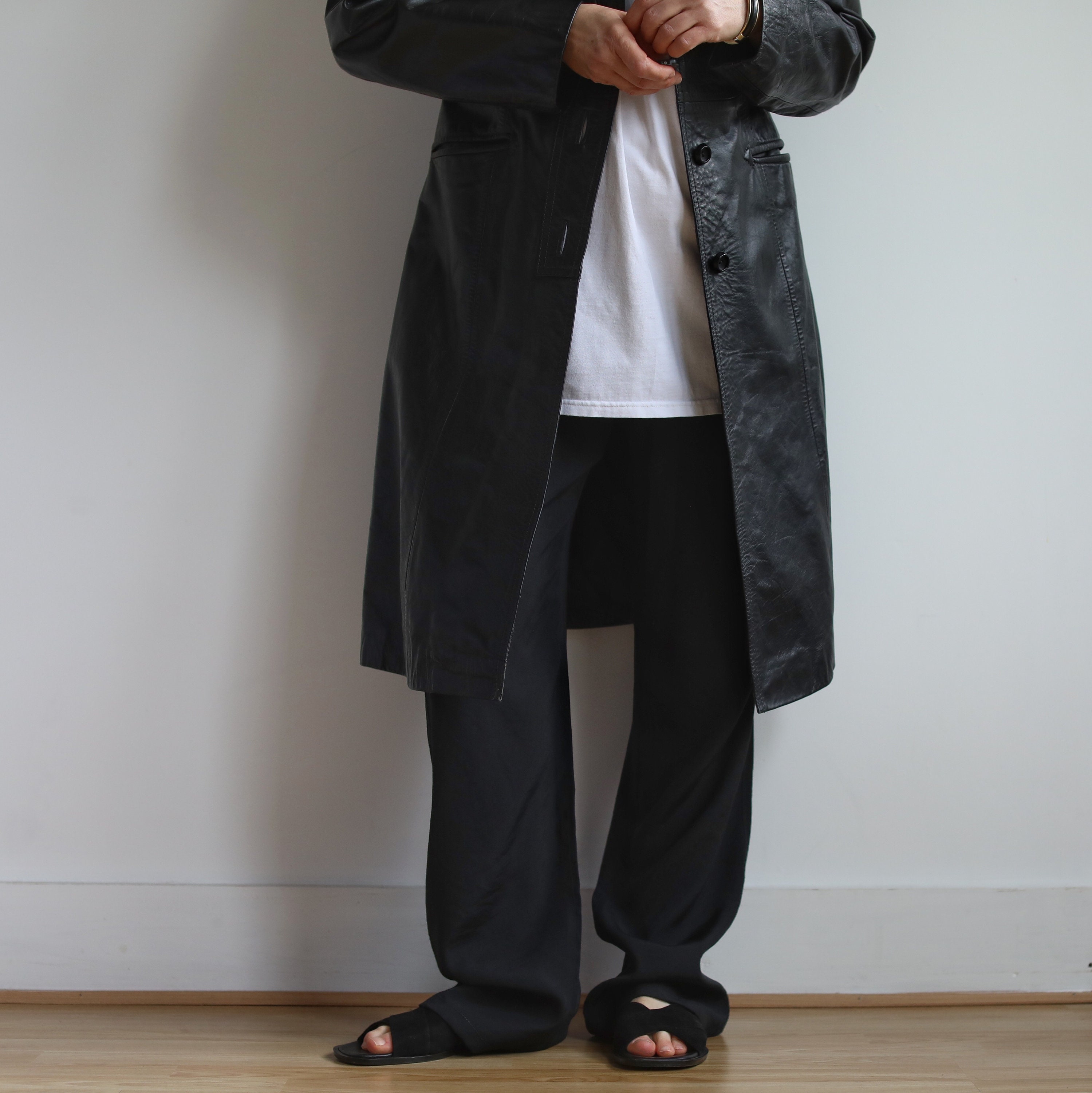 ジャケット・アウター noill vintage long leather trench coat Vintage 70 Brown Leather Trench Coat for Women Long Belted