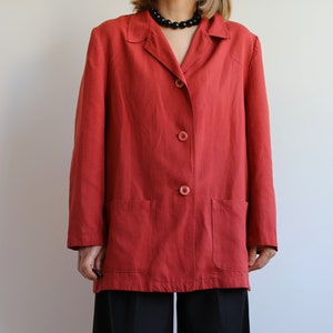 Vintage burgundy red lyocell / linen oversized blazer / jacket. Originally women’s size XL. 90’s era.