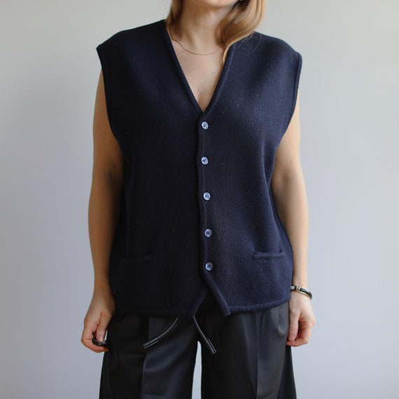 Vintage dark navy wool vest. Originally women’s s… - image 4