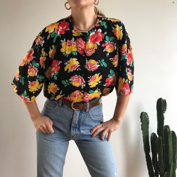 Vintage women/'s oversized blouse top Rushcliffe from the late 70s and early 80s