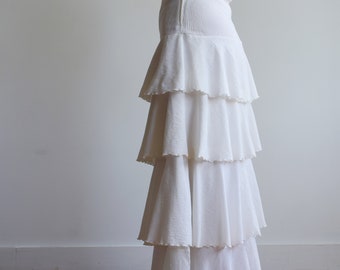 Vintage 1980s White Tulle Chiffon Tiered Dress Jcpenney Fashions Women s Long Dress Sleeveless Princess Cottagecore Bridal Wedding Dress Etsy