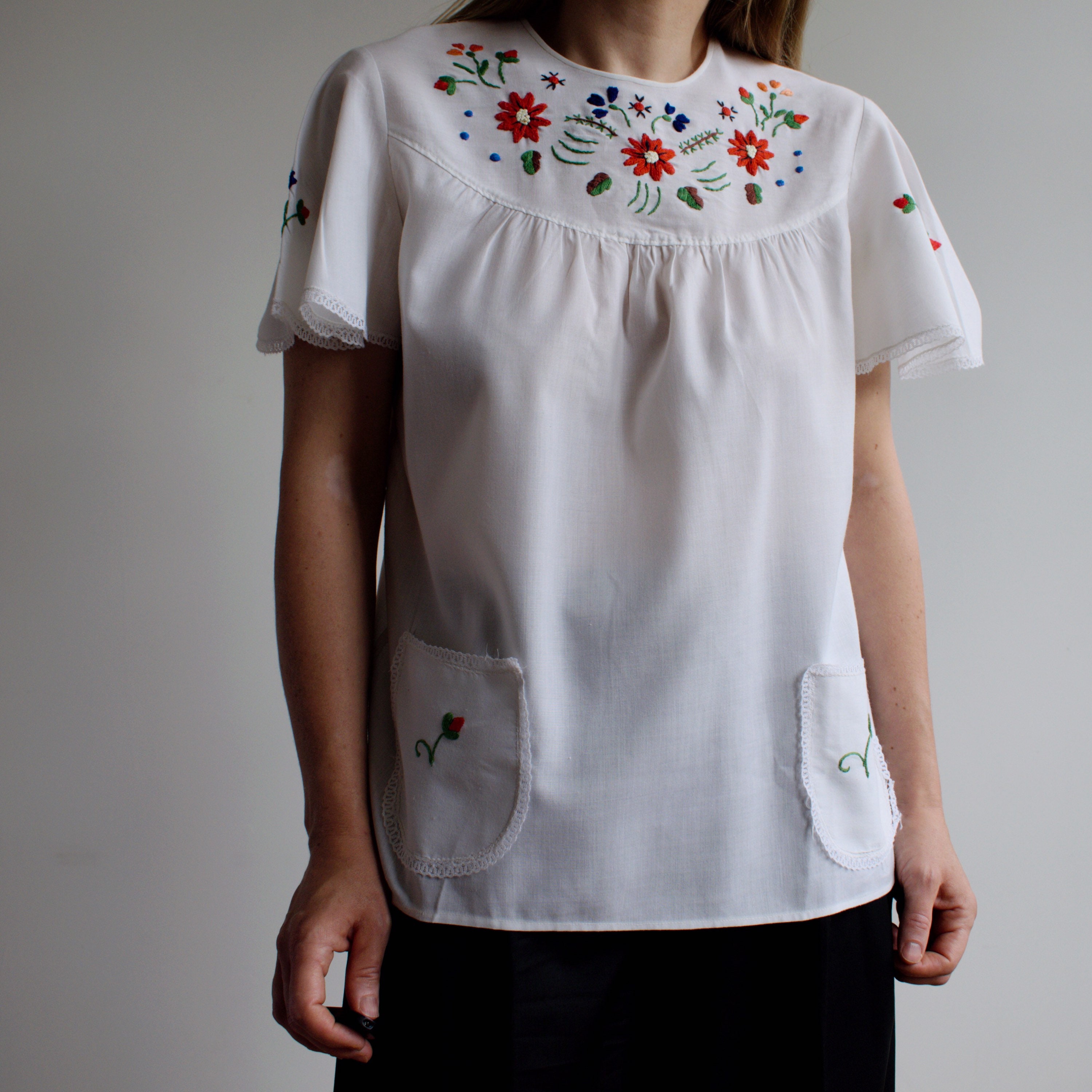 Vintage White Embroidered Top. Originally Women's Size S / M