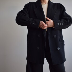 Vintage black wool coat. Originally womens size M / small L. Early 90s era. image 6