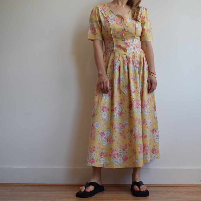 Vintage Laura Ashley summer cotton midi dress. Originally womens size S / M. Late 80s / early 90s era. image 2