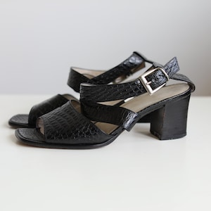 Vintage black leather Italian open toe sandals. Originally women’s  size 6. 90’s era.