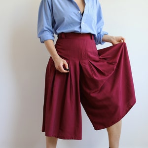 Vintage burgundy mid length skort. Originally womens size S / M. 90s era. image 5