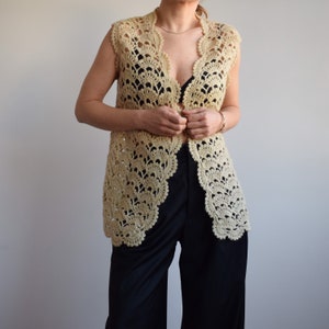 Vintage crochet long vest. Originally womens size M. 70s era. image 2