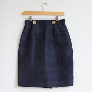 Vintage Christian Dior mini pencil navy cotton / silk skirt. Originally women’s size XS / S.