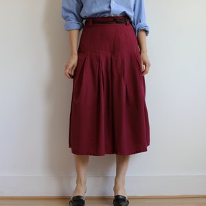 Vintage burgundy mid length skort. Originally womens size S / M. 90s era. image 8