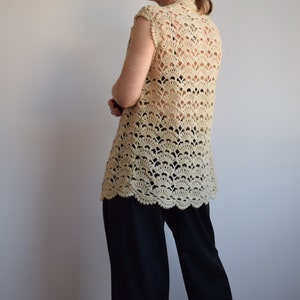 Vintage crochet long vest. Originally womens size M. 70s era. image 6