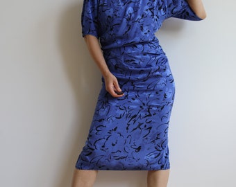 Vintage silk blue midi dress. Originally women’s size M. 80’s era.