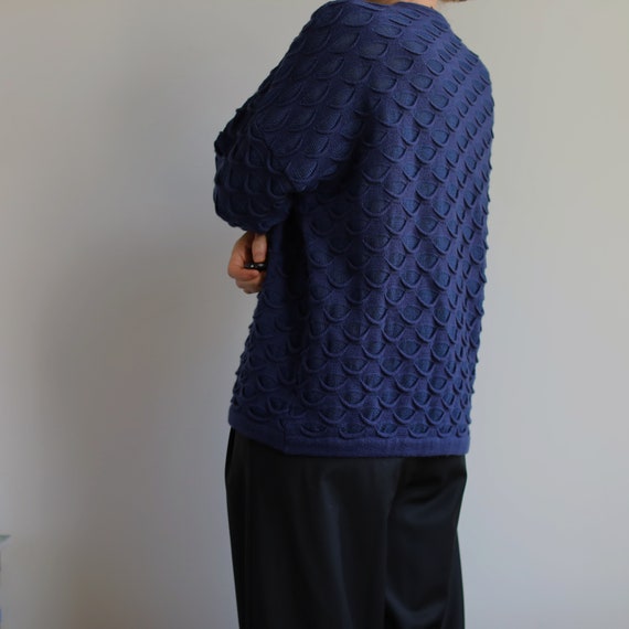 Vintage navy blue textured pullover jumper. Origi… - image 8